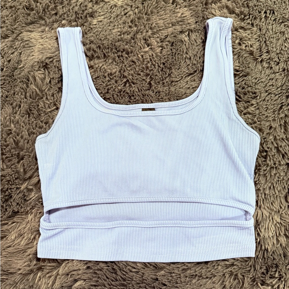 SHEIN Light Blue Fitted Crop Tank Top